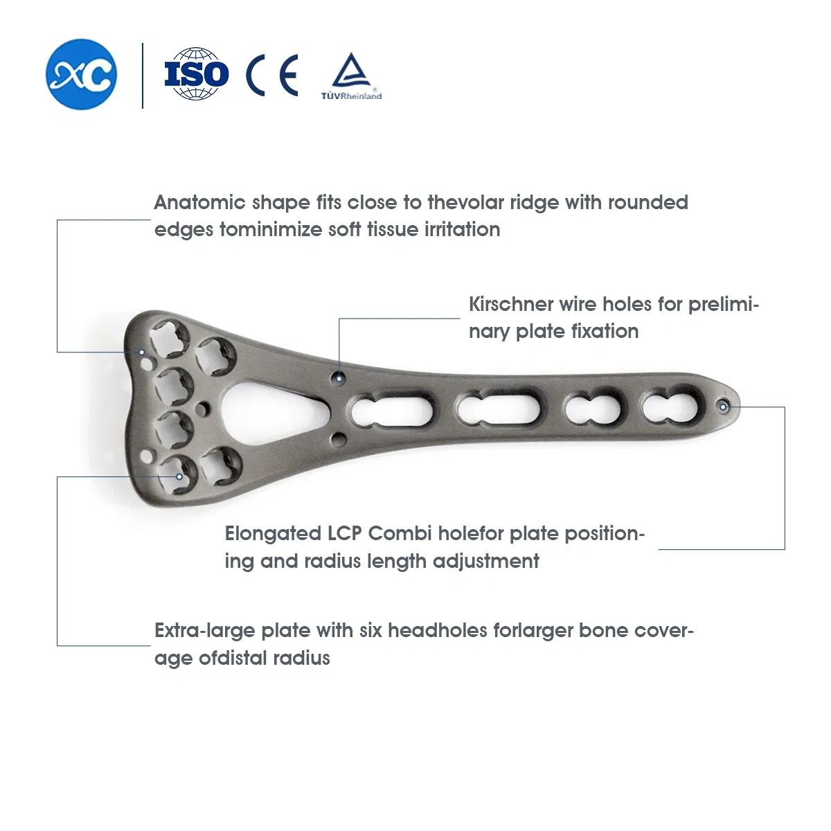 Fracture Surgery Titaniumdistal Radius Locking Plate Orthopedic Implant