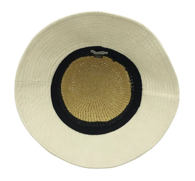 Women's Handmade Raffia Woven Bucket Hat Elegant Summer Straw Sun Hat for Resort and Vacation Wear