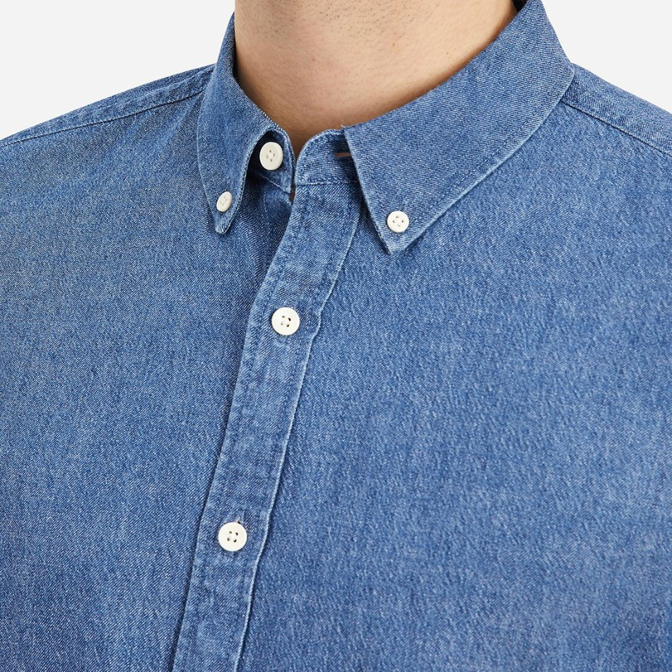 Men′ S Casual Apparel Casual Denim Style Long Sleeves Pure Jean Shirt