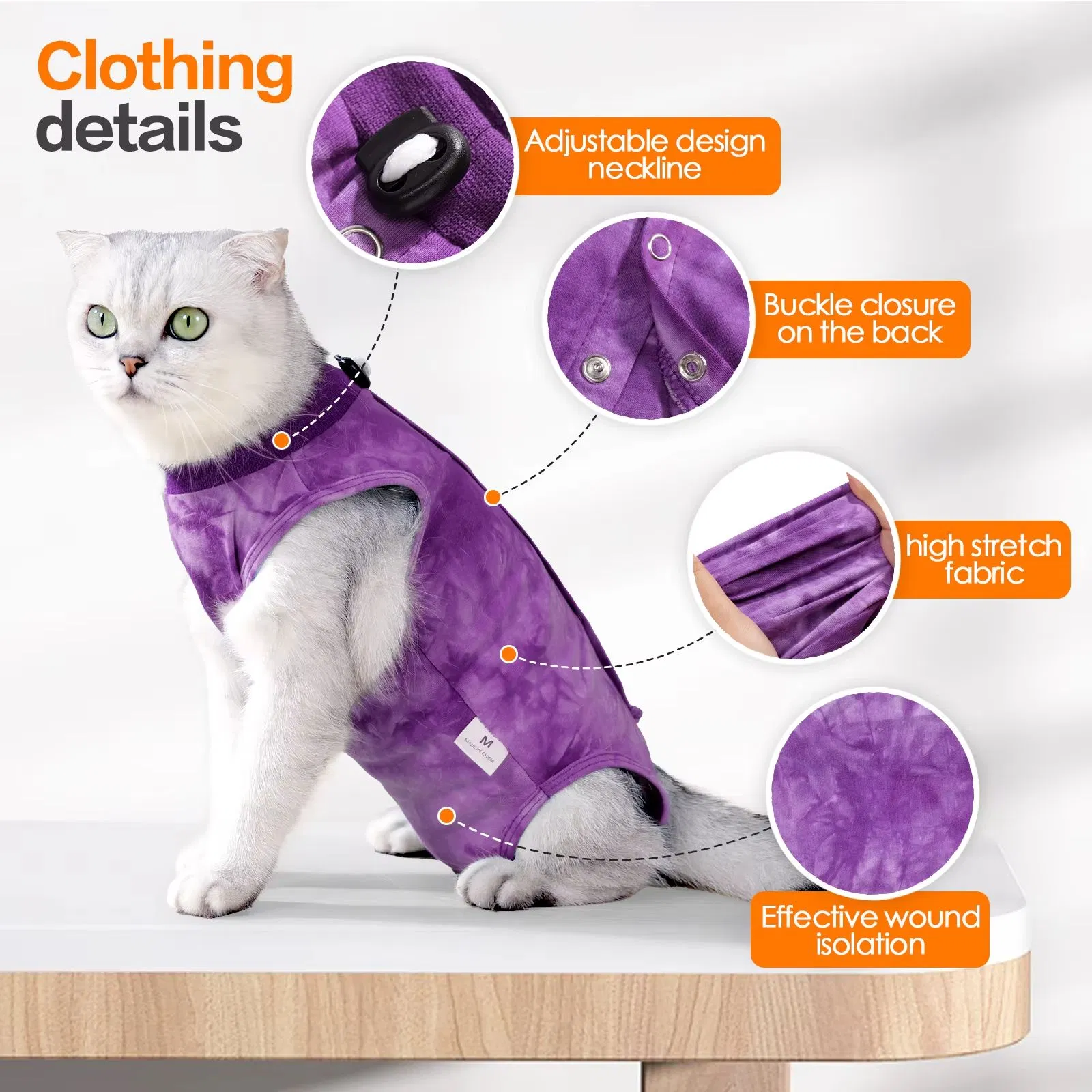 Soft Multi-Size Cat Clothing with Surgery Protection Pet Recovery Suit Cat Clothes