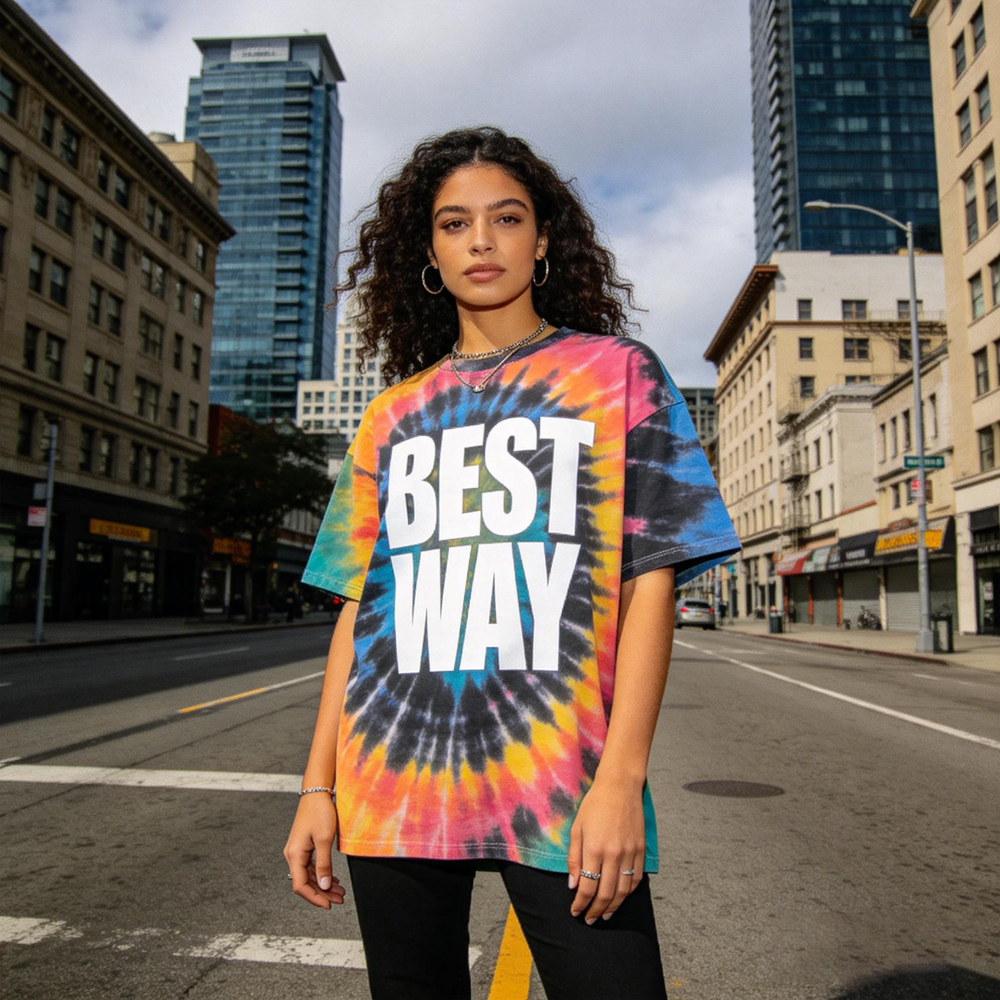 Fashion Design Luxury Women's Streetwear Custom Logo Printing Tie-Dyed Oversized Breathable Eco-Friendly T-Shirts for Summer