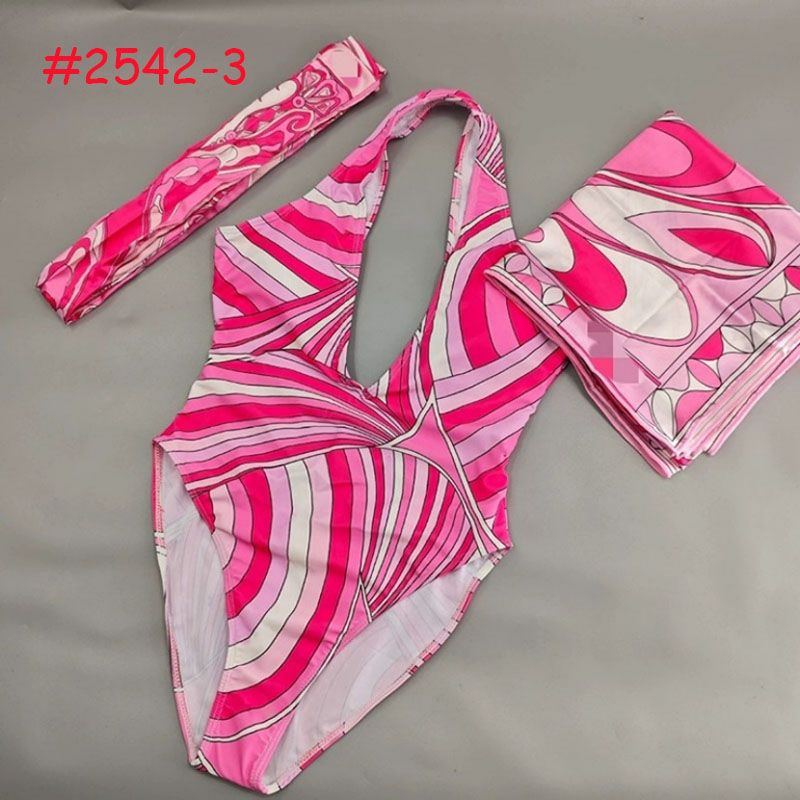 Luxury Color Block Tanikinis Swimwear Women Designer Sarong Dress Scarf Head Tie Summer Beach Vacation Yacht Resort Wear Brand Pink Halter Swimsuit Bikinis