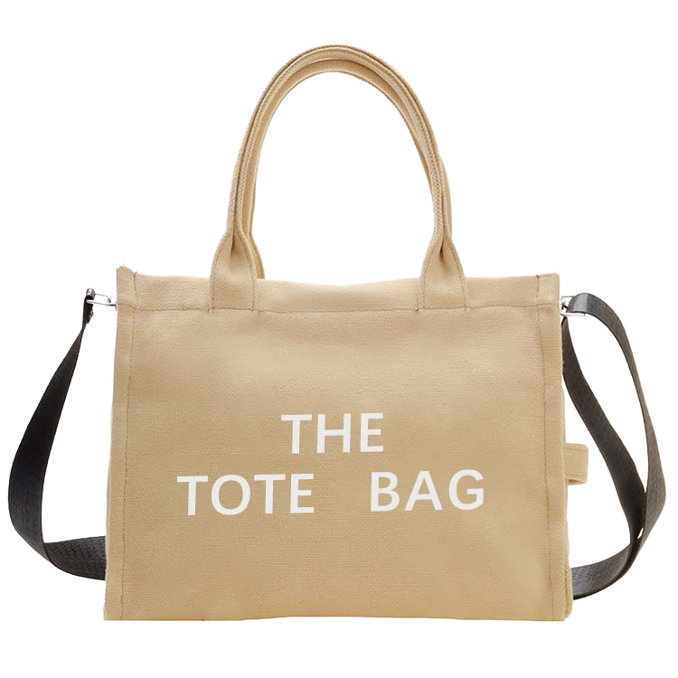 Wholesale Custom Logo Printed Women's Cotton Canvas Tote Bag With Chains Decoration Open Closure And Two Handles Unisex