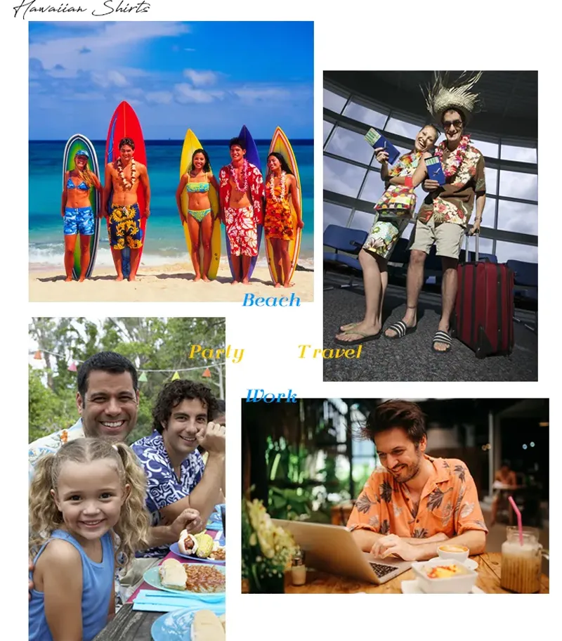 Wholesale Fashion Printed Shirt Mens Summer Aloha Beach Wear Resort Polyester Hawaiian Shirts for Men