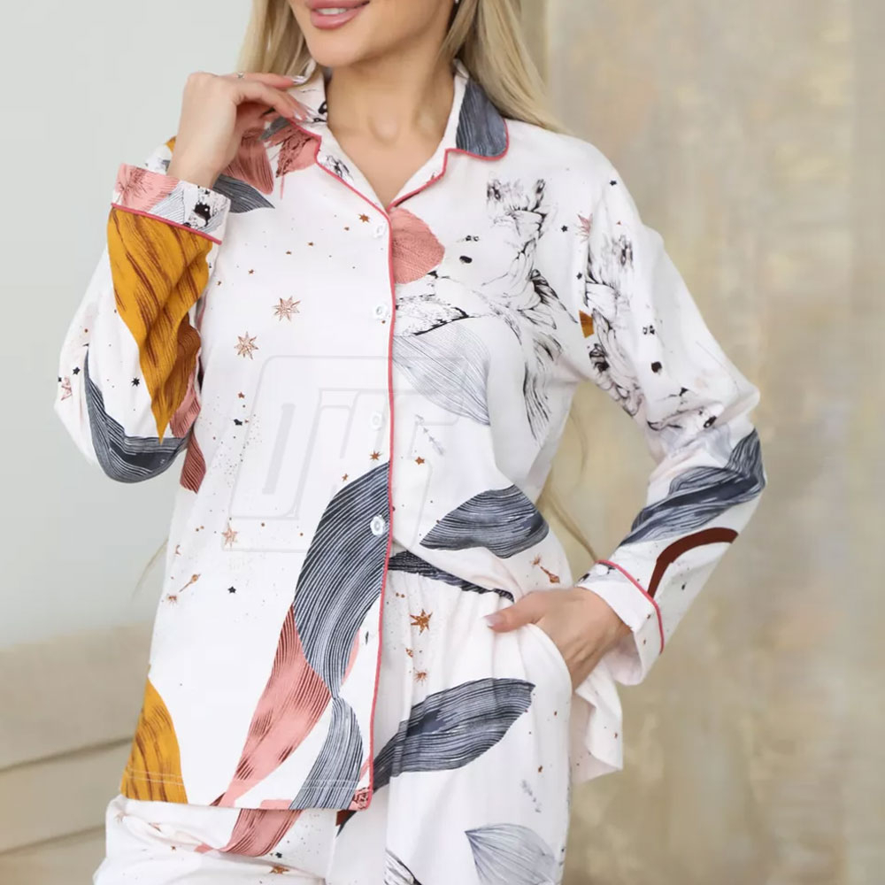 Wholesale Women's Summer Sleepwear Sets 100% Cotton Pajamas Solid Color Stretch Nightwear for Ladies Women's Sleepwear