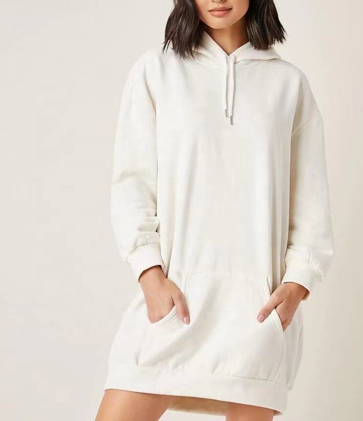 New Fashion Women's Custom Cotton Multi-color Long Sleeve Hoodies Dress in Plain Lady Casual Wear for Women
