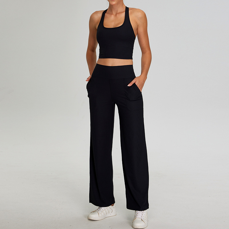 For YISHENHON Women's Breathable Gym Yoga Wear Set Solid Leisure Straight Back Short Sleeves Casual Sport Fitness Workout Pants