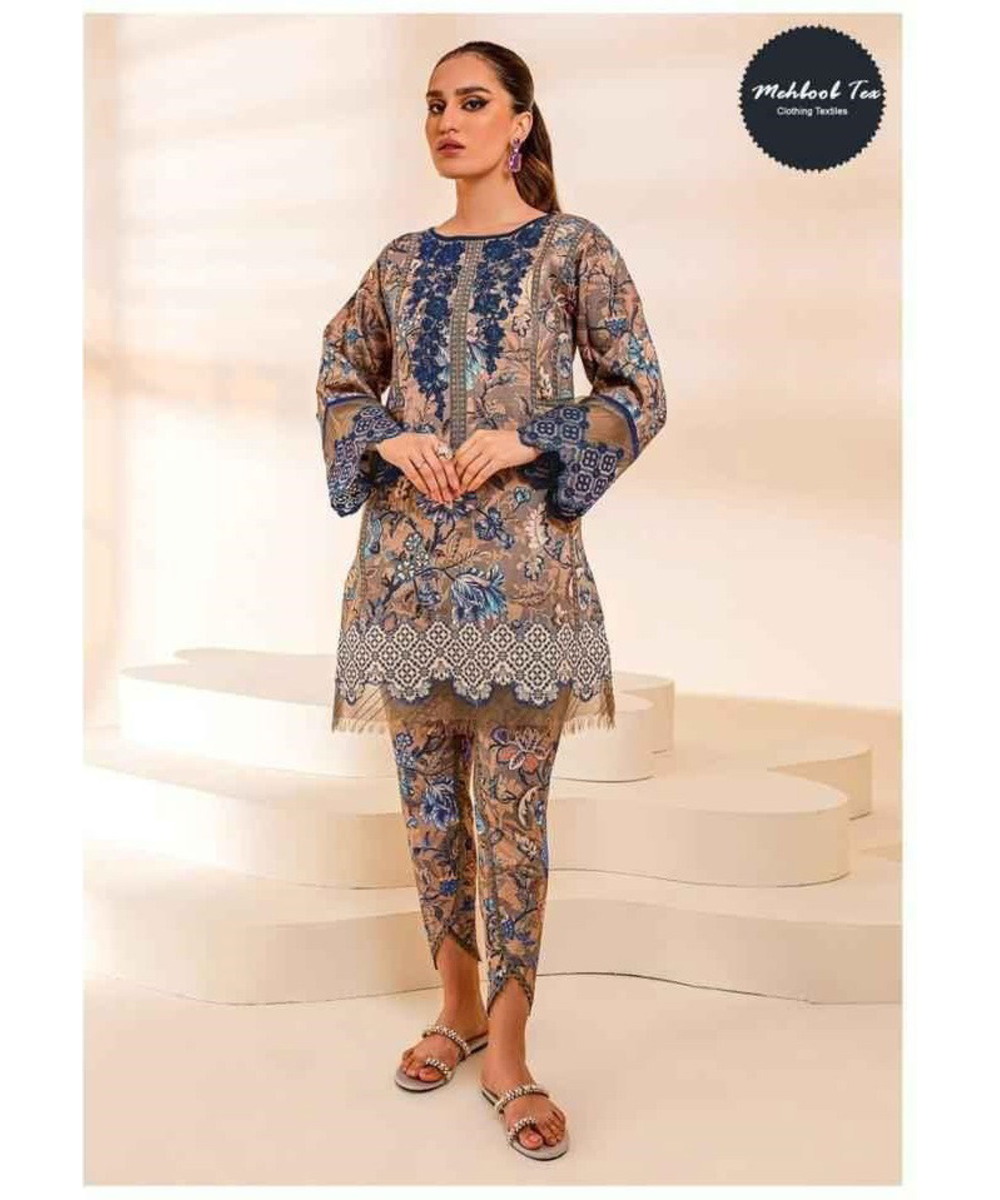 Pakistani Chiffon Two-Piece Modest Suit for Women in Rajasthani Style with Beautiful Dupatta Eco-Friendly and Four Season