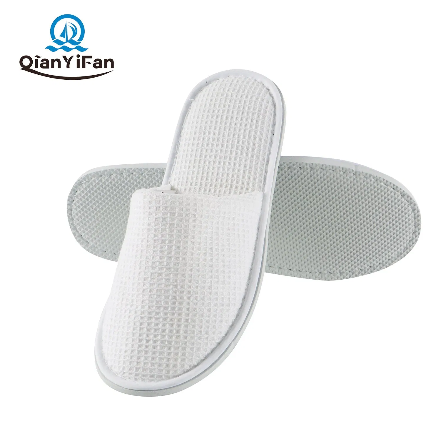 Hotel Environmentally Friendly EVA Sole Waffle Fabric Disposable Slippers Non-Slip Wear-Resistant Can Be Used for Hotel Travel Resort SPA.
