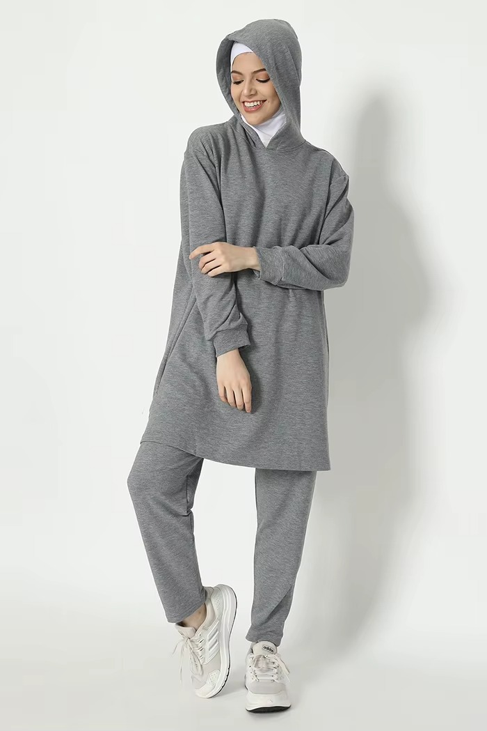 Active Wear Modest Sportswear for Women Solid Sweatshirt with Islamic Fashion Muslim Active Wear Gym Clothing