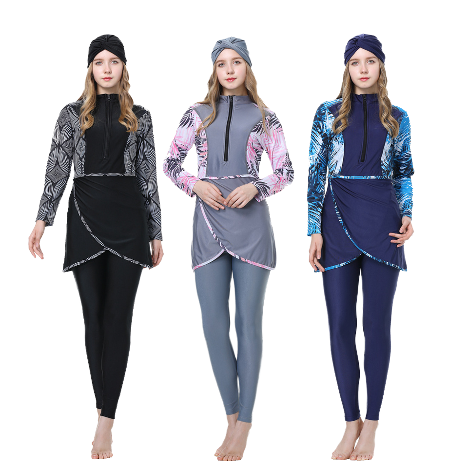 Women's Conservative Loose Fit Modest Sportswear UPF50+ Sun Protection Swimsuit with Hijab Large Size for Beach Occasions
