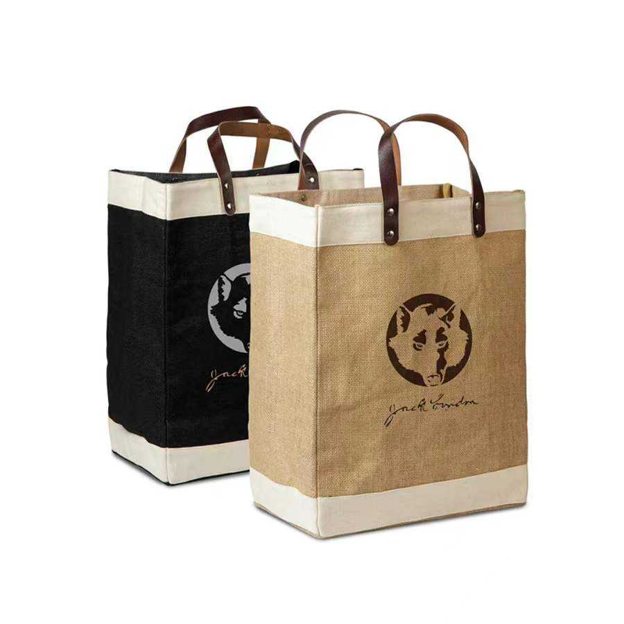 Eco-Friendly Custom Linen Tote Jute Bag Handmade Women's Zipper Closure Tote with Polyester Lining Competitive Price