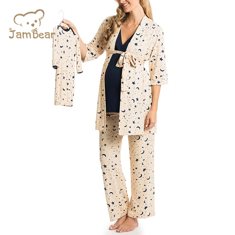 Maternity Pijamas Maternity Clothes Matching Organic Mommy and Me Set Maternity Pyjamas Mom and Baby Matching Robe Products