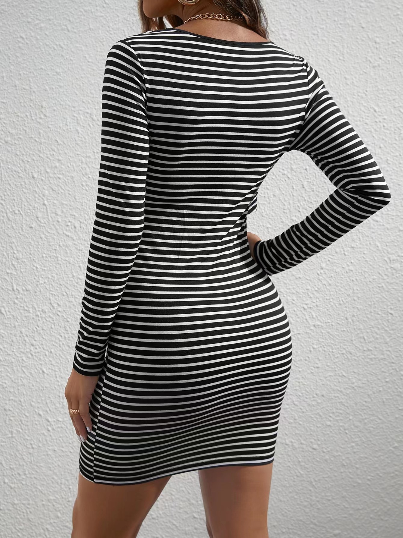 Shanhao Women's Summer Maternity Dress Wear Long Sleeve Striped Short Dress Women's Pregnancy Dress Wear