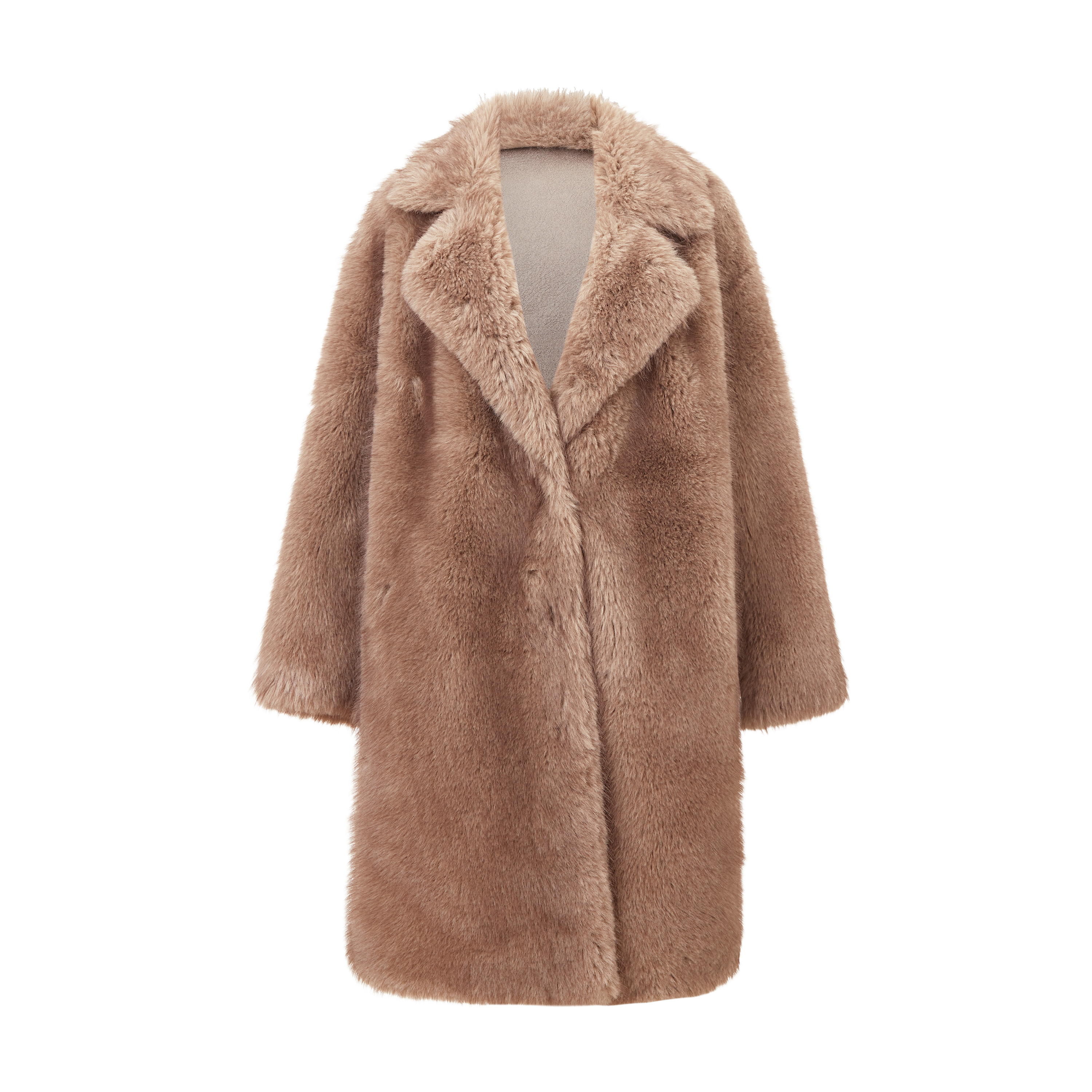 High-end Luxurious Eco-Friendly Women's Rabbit Faux Fur Long V-neck Winter Fashion Single Breasted Loose Overcoat