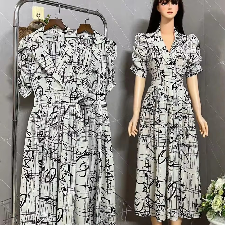 Muslim Fashion Women's Short-Sleeved Striped Loose and Breathable Women's African Plus-Size Dress