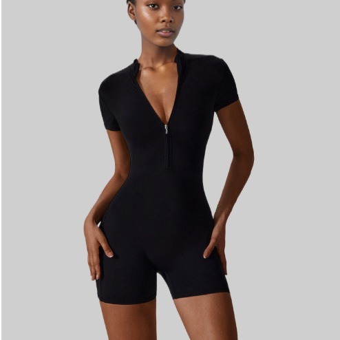 Women's Summer Eco-Friendly Yoga Jumpsuit Above Knee Short Sleeve Fitness Clothing