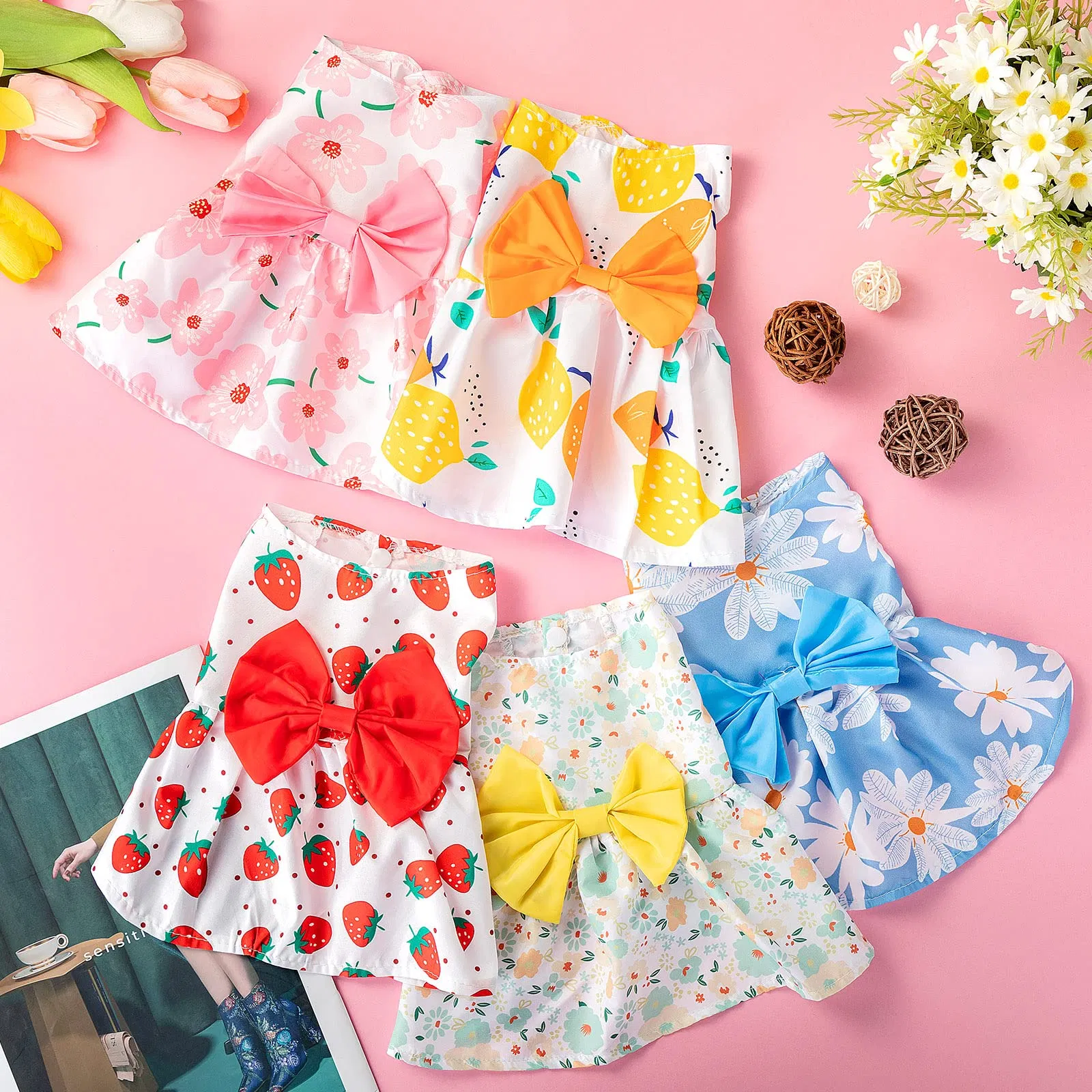 Cute Small Size Summer Clothing for Girl Dogs Pet Dog Cat Dress
