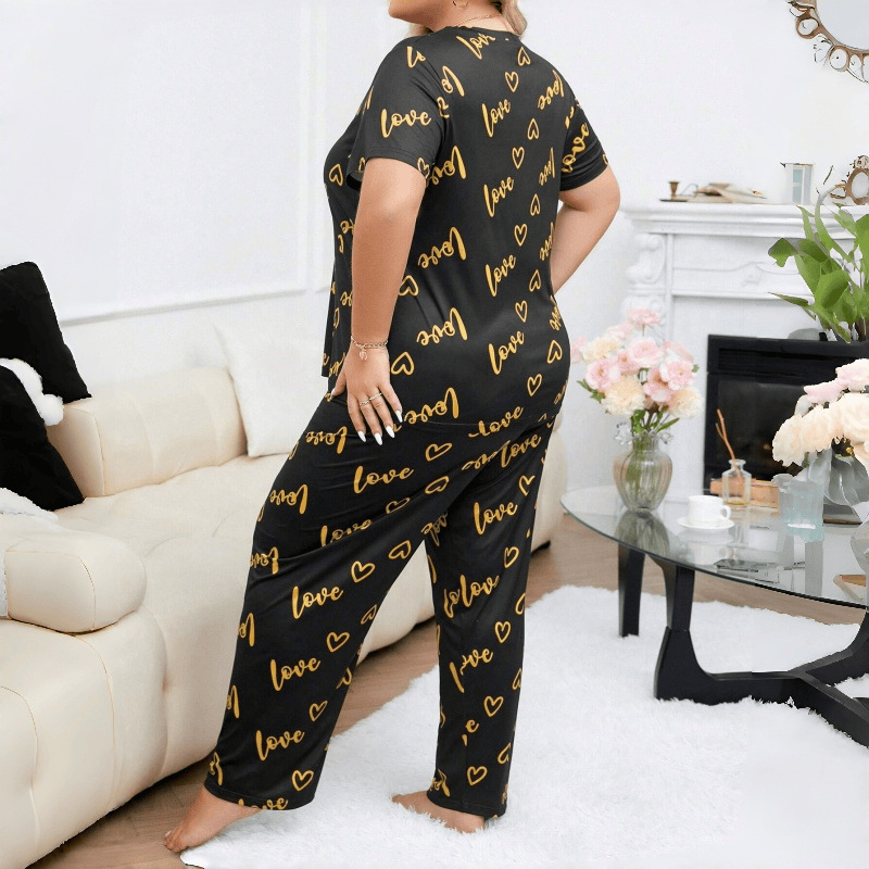 Custom Print Plus-size Women's Pajamas Set 5XL Soft Ladies Sleepwear Short Sleeves Long Pants Homewear Fat Women Nightwear Pyj