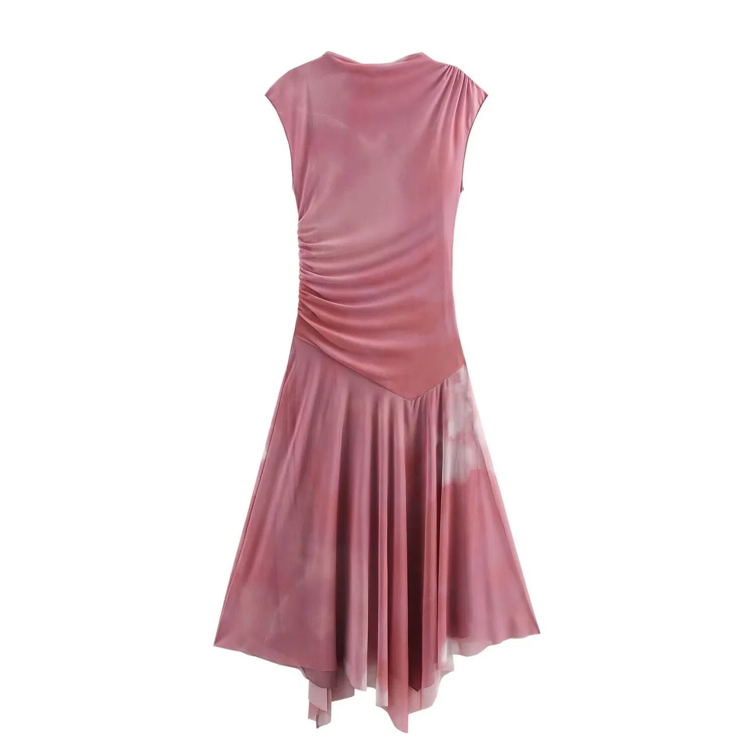 Women's High Neck Ruched Mesh MIDI Dress European Fashion Elegant French Style Women Dresses Custom Clothing Boutique ODM Manufacturer Wholesale