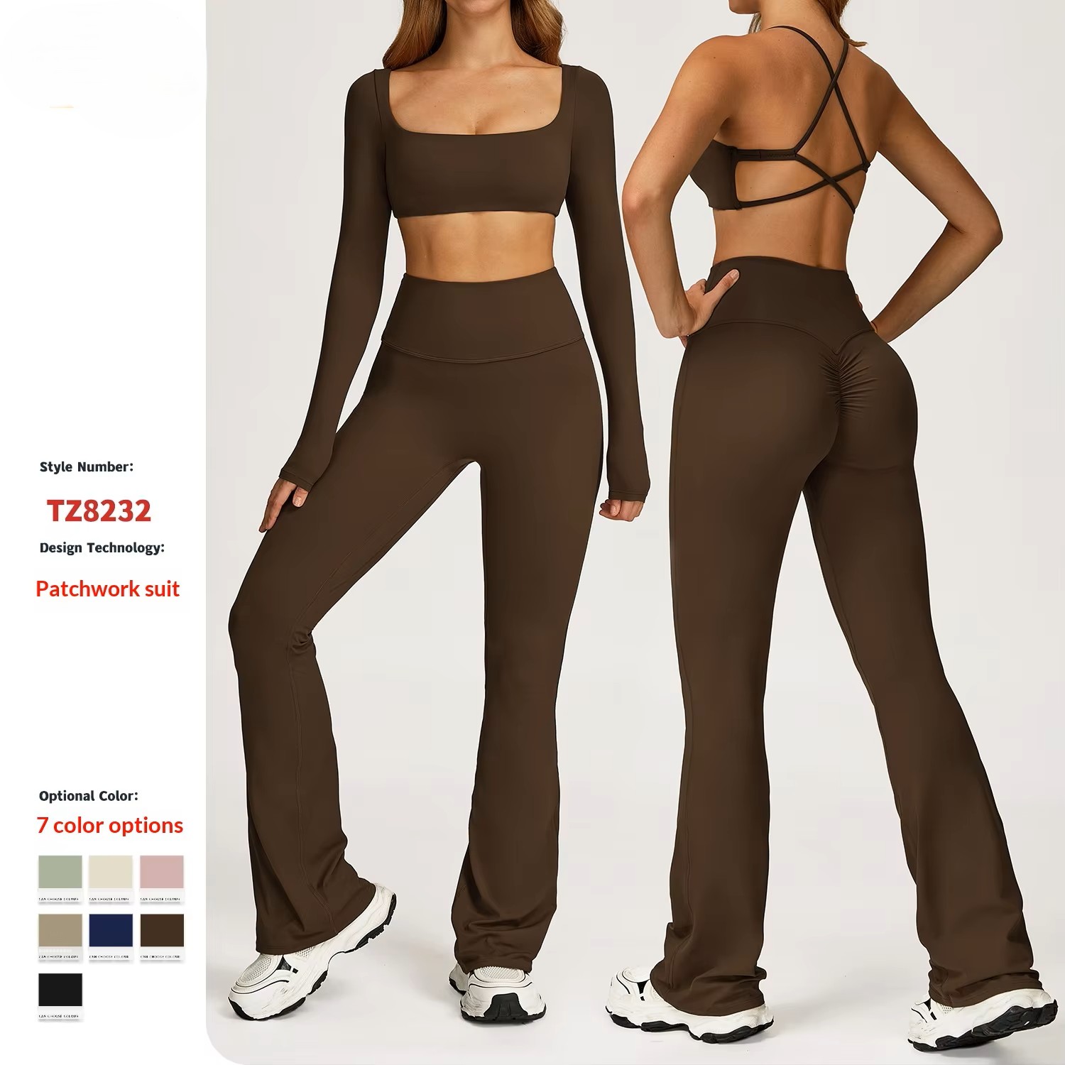 Autumn Solid for Shockproof Bare-Skin Yoga Outfit Set Quick-Dry Tight-Fitting Fitness Wear Casual Sports Suit Women's