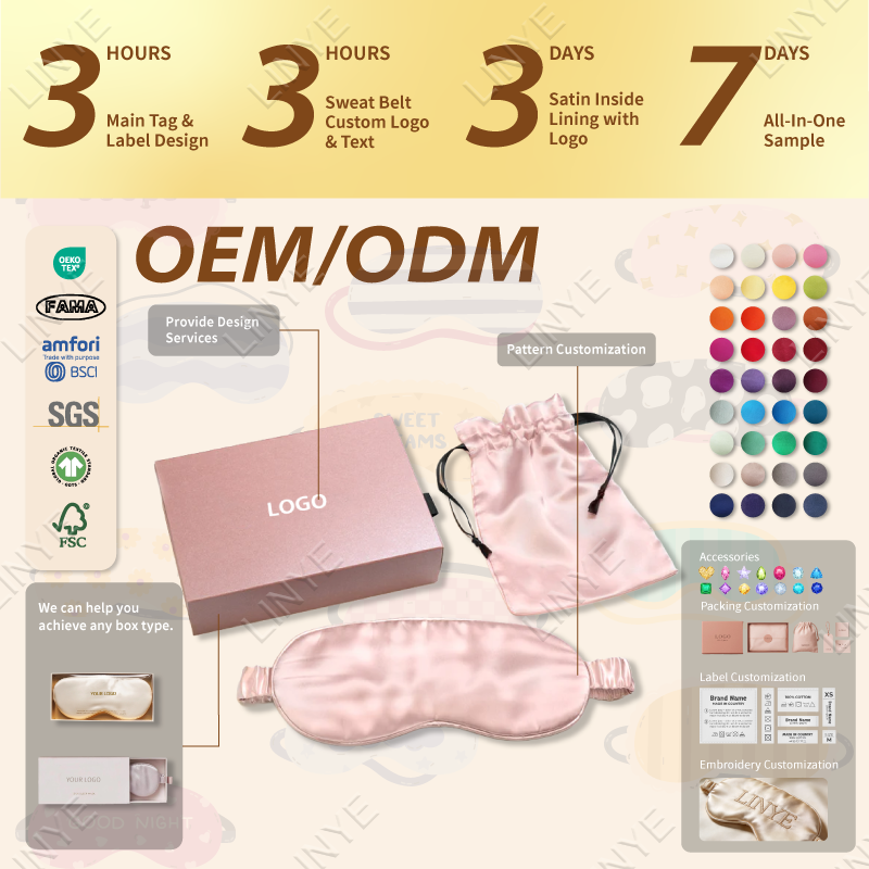 LINYE Premium Factory Custom 3D 16 19 22 Momme Luxury Sleeping Eyemask100% Puer Mulberry Silk 3D Eye Mask For Sleep