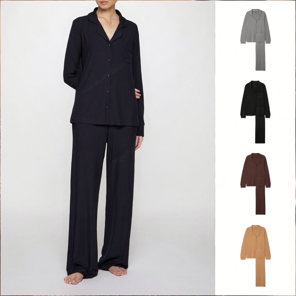 SUHE Women's Ultra Soft Thermal Breathable Modal Ribbed Pajama Set Long Sleeve Henley Top Flared Pants Pointelle Knit Sleepwear