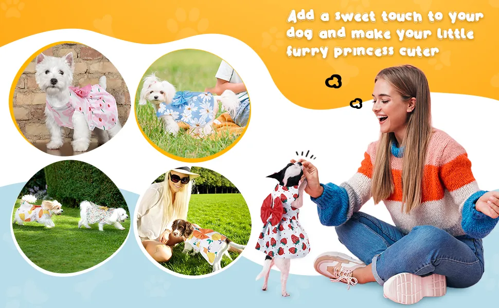 Cute Small Size Summer Clothing for Girl Dogs Pet Dog Cat Dress
