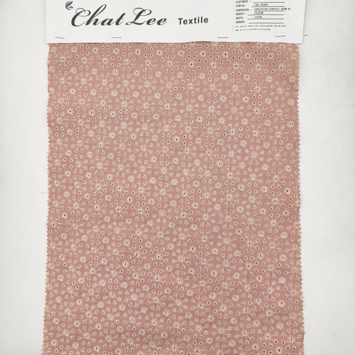 50%Cotton 50%Polyester Denim Tweed with Eyelet Embroidery Lace Perforated Fabric for Skirt Dress Apparel for Kids Girl Women Garment Fabric