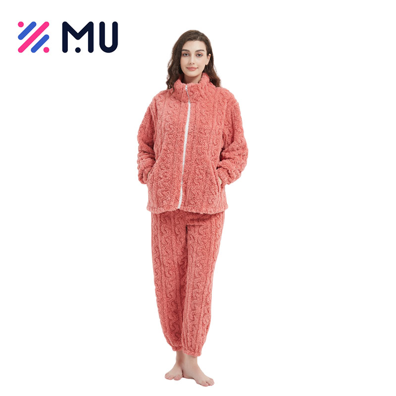 Winter Lounge Soft Ladies Sleepwear Custom Jacquard Women Pajamas Sets