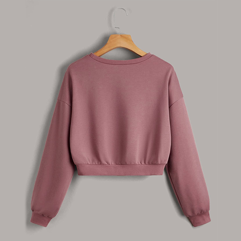 Spring and Autumn New Women's Casual Blouse Solid Color Basic Design Simple Long-Sleeved Sweatshirt