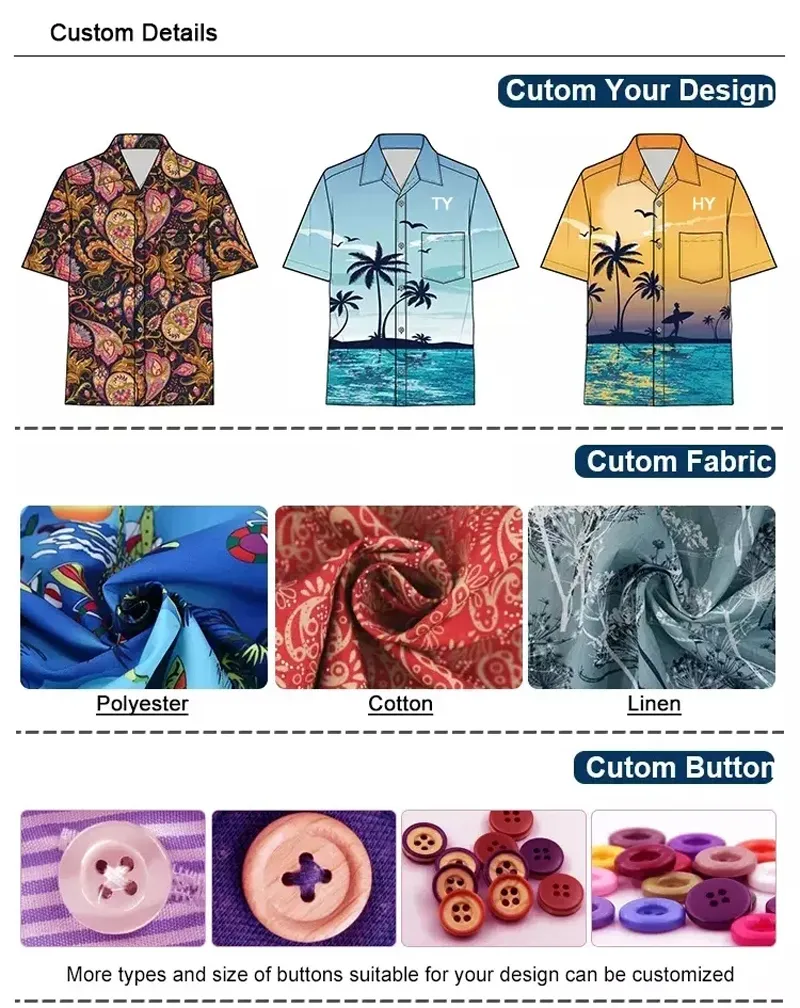 Wholesale Fashion Printed Shirt Mens Summer Aloha Beach Wear Resort Polyester Hawaiian Shirts for Men