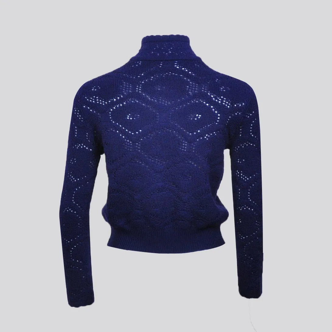 100% Wool Pointelle Pattern Women's Sweater Fashion Knitwear