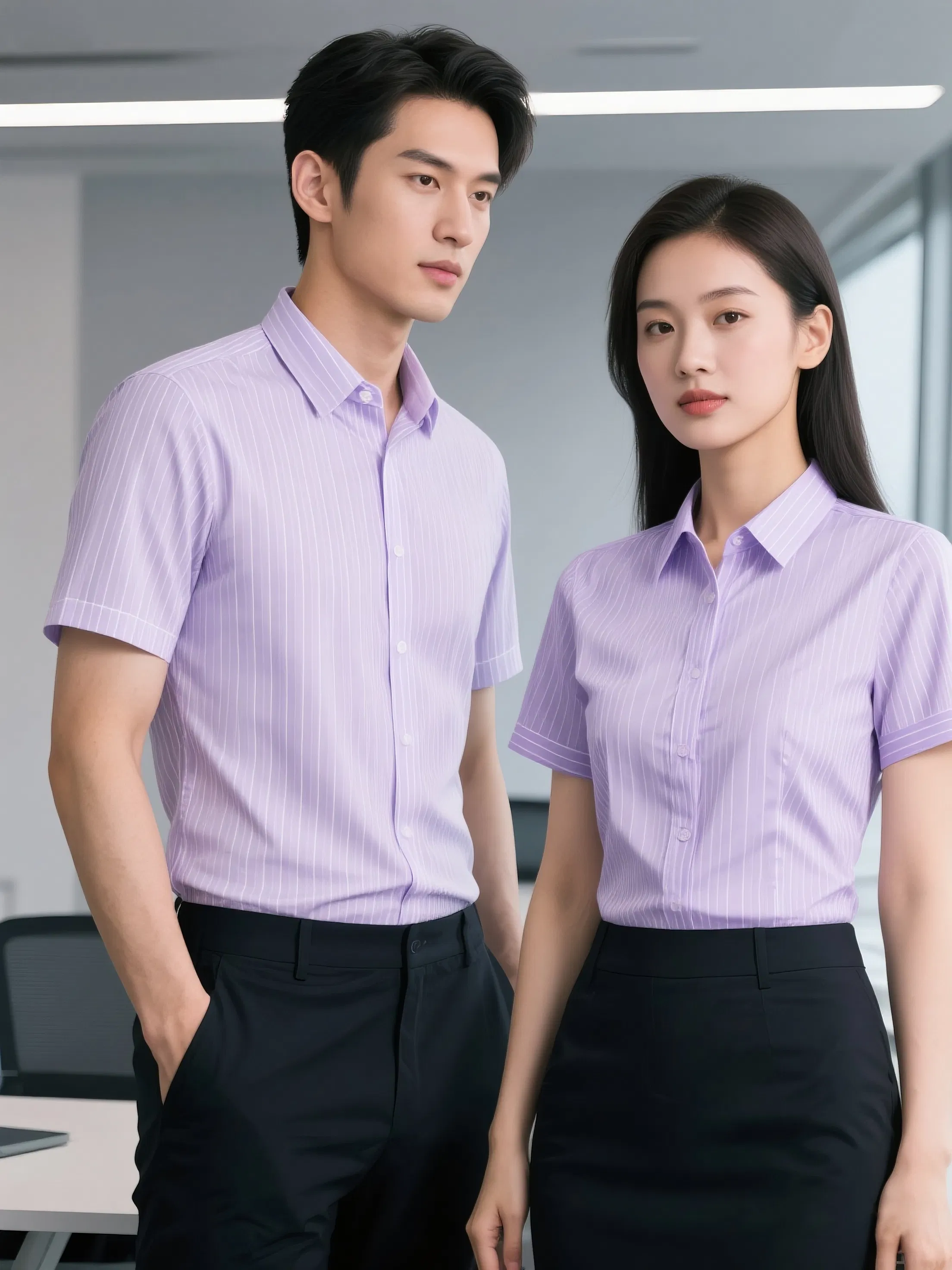 Chinese Wholesale Men and Women's Business Shirt - Formal Office Wear Elegant Short Sleeve Uniform