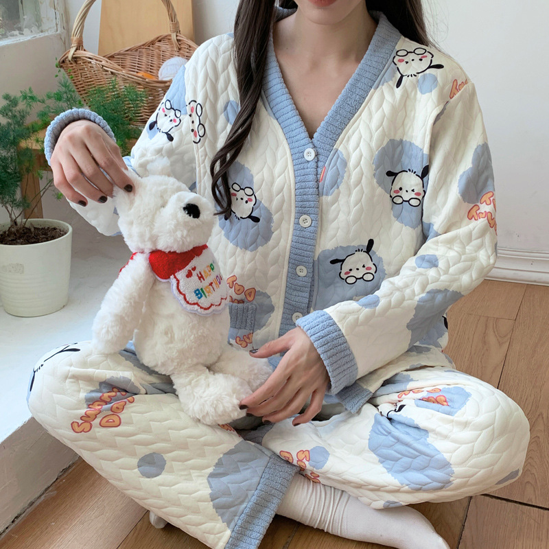 Wholesale High Quality Autumn Winter Air Cotton Postpartum Maternity Pajamas Comfortable Loose Thick Breastfeeding Home Wear