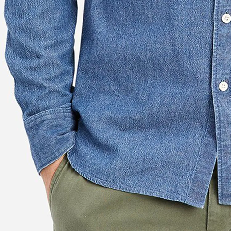 Men's Casual Apparel Casual Denim Style Long Sleeves Pure Jean Shirt