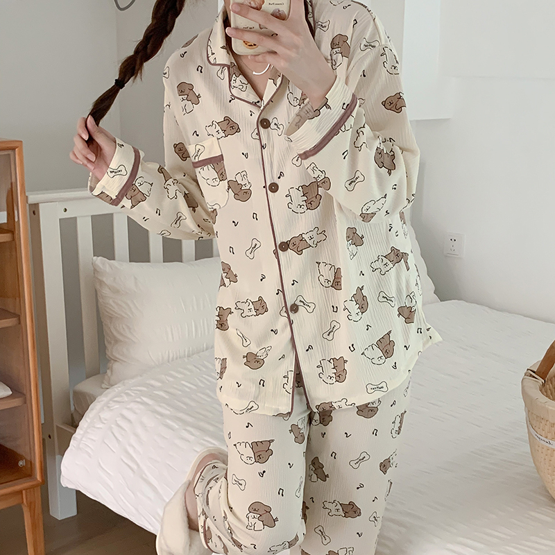 2024 Cute New Design Women Pajamas Set Cotton Sleeping Nightgown Soft Pj Sets Long Suppliers Factory Women's Sleepwear