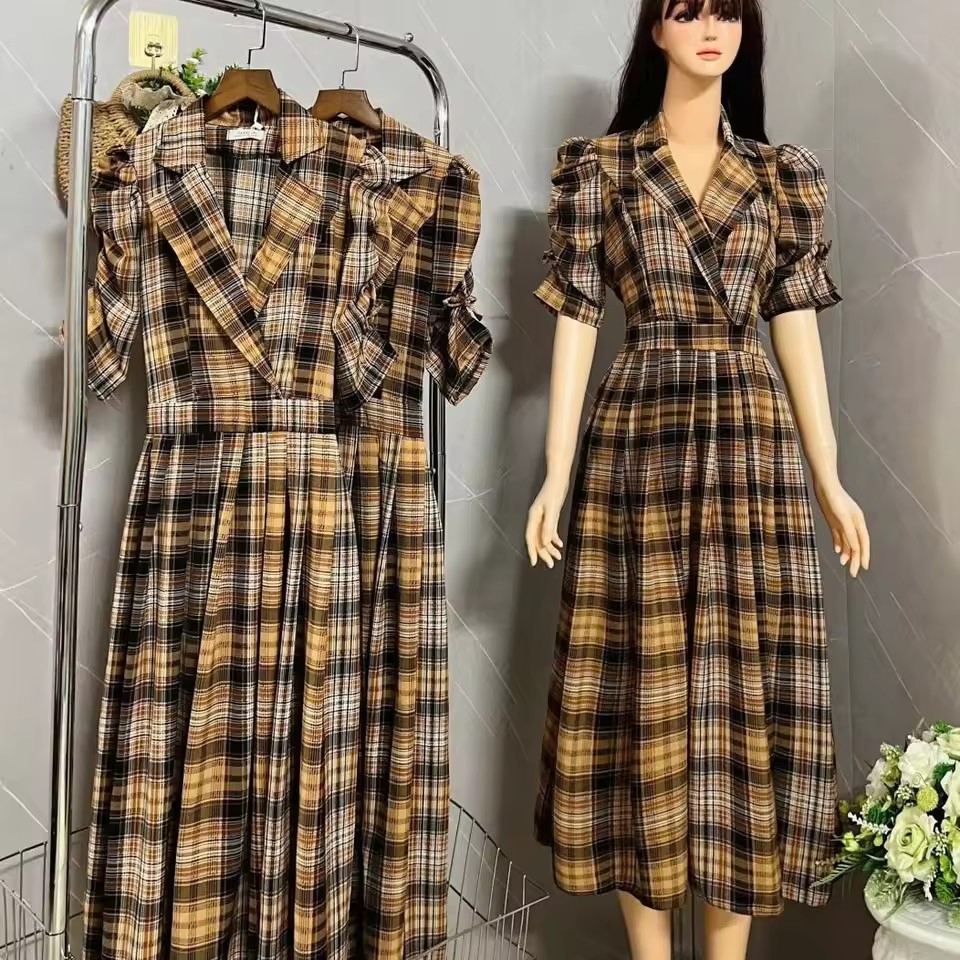Muslim Fashion Women's Short-Sleeved Striped Loose and Breathable Women's African Plus-Size Dress
