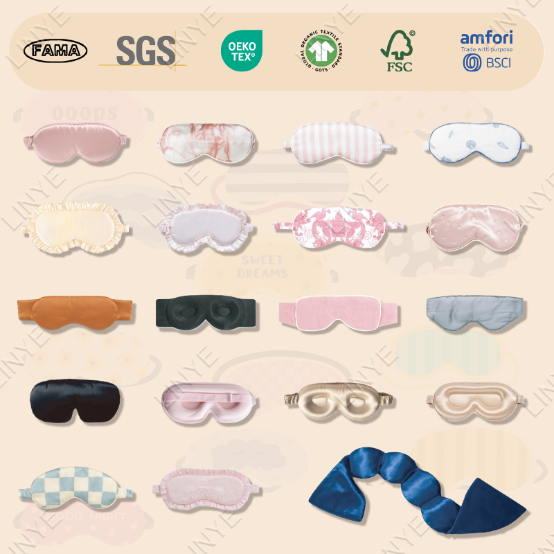 LINYE Premium Factory Custom 3D 16 19 22 Momme Luxury Sleeping Eyemask100% Puer Mulberry Silk 3D Eye Mask For Sleep
