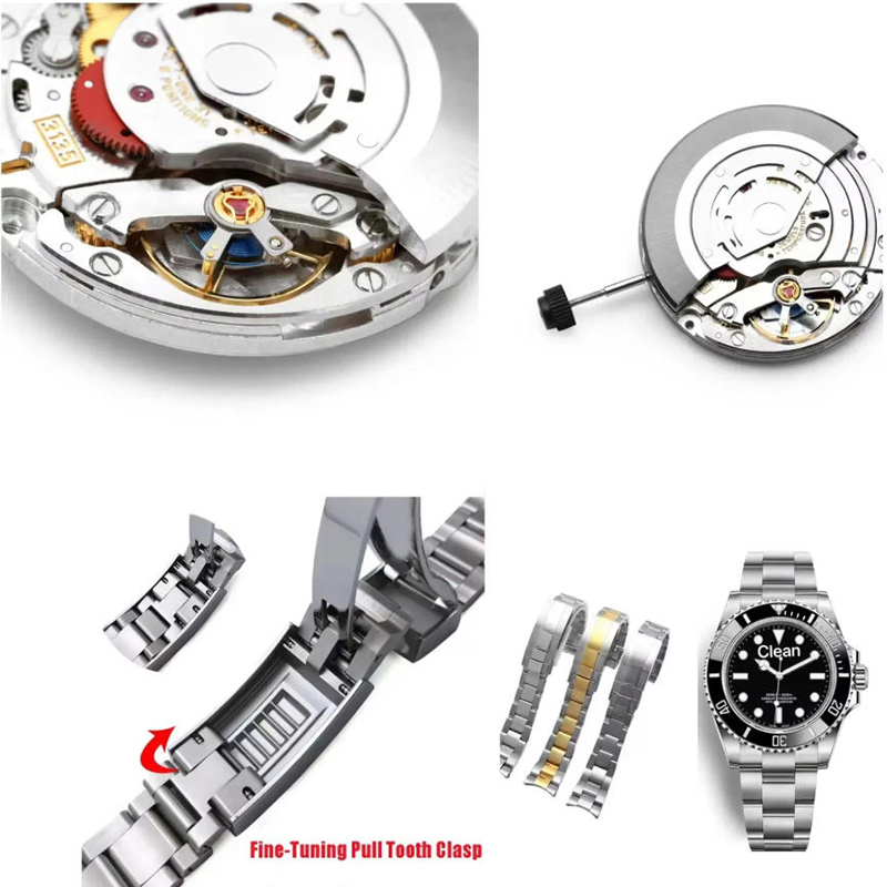 Nh34 40mm Stainless Steel Automatic Mechanical Gmt Luminous Feature Water Ghost Movement Diver Band 20mm Luxury Watch