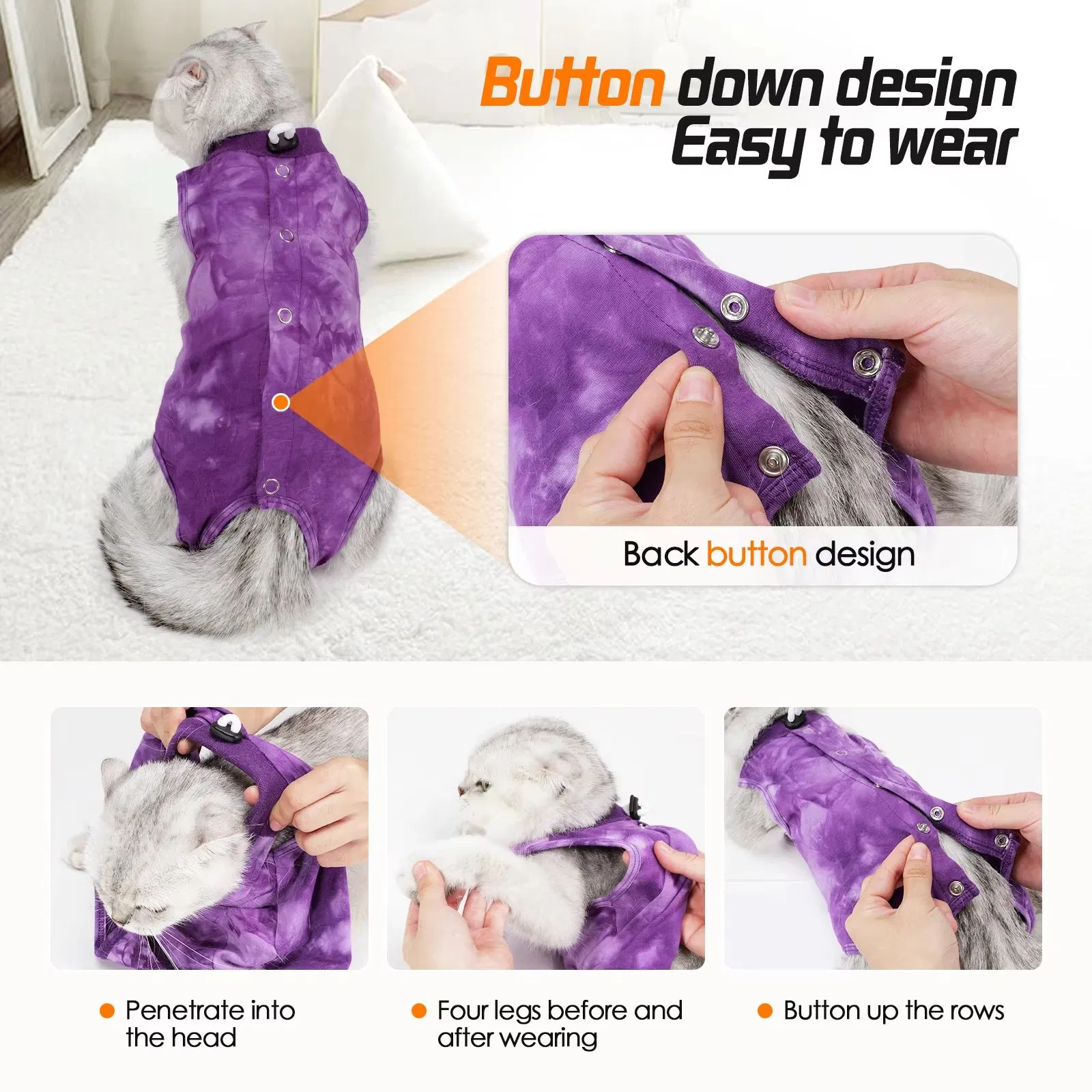 Soft Multi-Size Cat Clothing with Surgery Protection Pet Recovery Suit Cat Clothes
