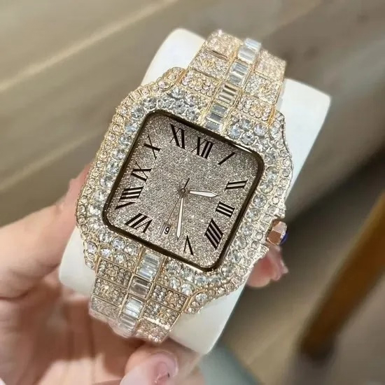 Men's Watch, Top-Grade Moissanite and Diamond-Set Designer Vvs Clarity Men's Automatic Mechanical Watch, Swiss Movement, 904L Stainless Steel Case, Moissanite