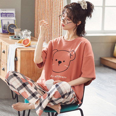Wholesale Women's Summer Pajamas Set 2 Piece Large Size Loose Sleepwear in Milk Silk, Soft Casual Loungewear for Home