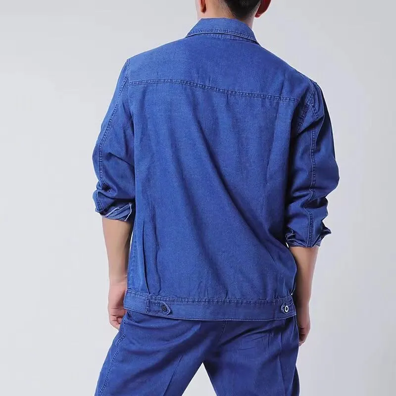 Custom Apparel Men's Long-Sleeved Wear-Resistant Breathable Denim Work Uniform
