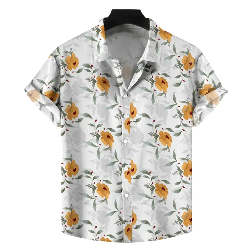 Summer Shirt Casual Resort Party Wear Short Sleeve Hawaiian Beach Men Printed Cotton Aloha Shirts