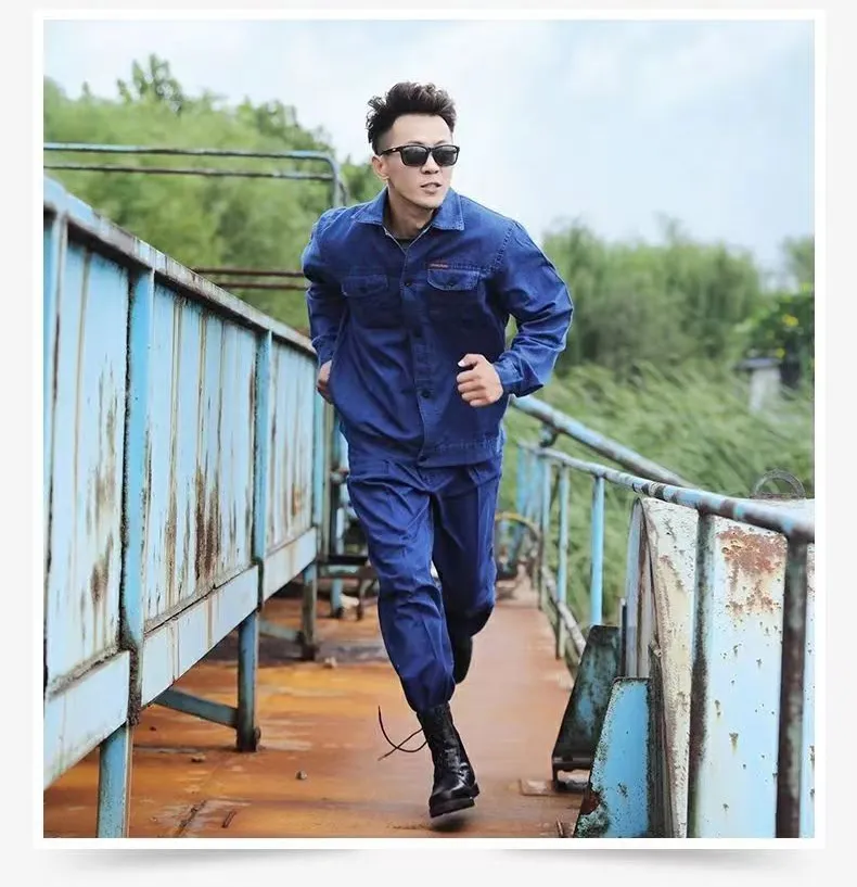 Custom Apparel Men's Long-Sleeved Wear-Resistant Breathable Denim Work Uniform