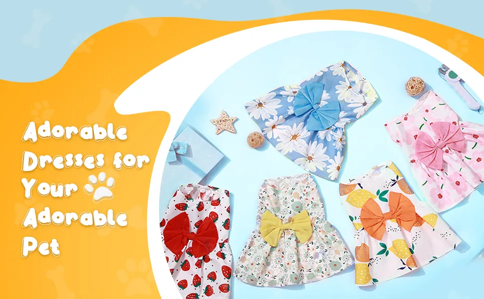 Cute Small Size Summer Clothing for Girl Dogs Pet Dog Cat Dress