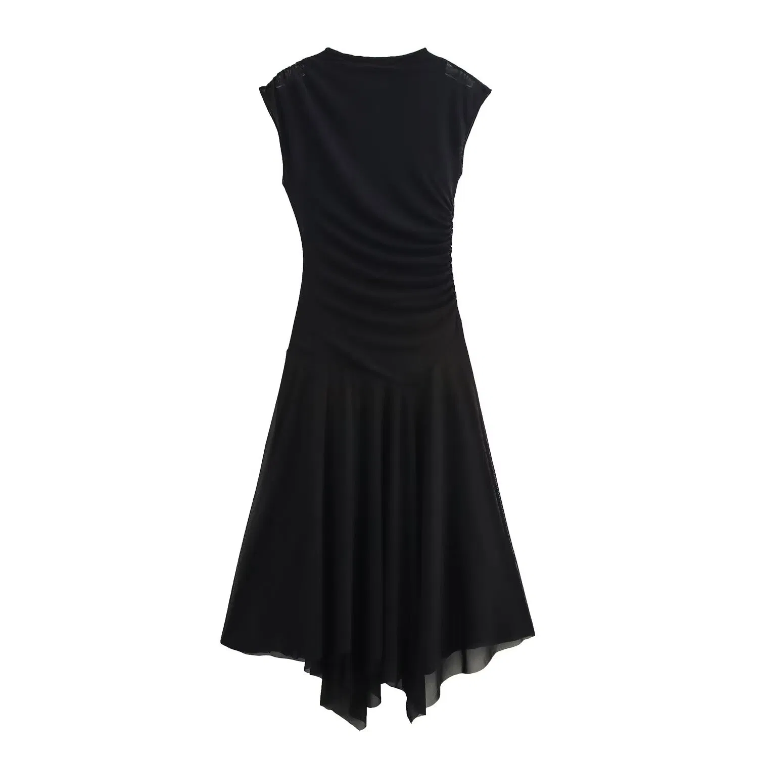 Women's High Neck Ruched Mesh MIDI Dress European Fashion Elegant French Style Women Dresses Custom Clothing Boutique ODM Manufacturer Wholesale