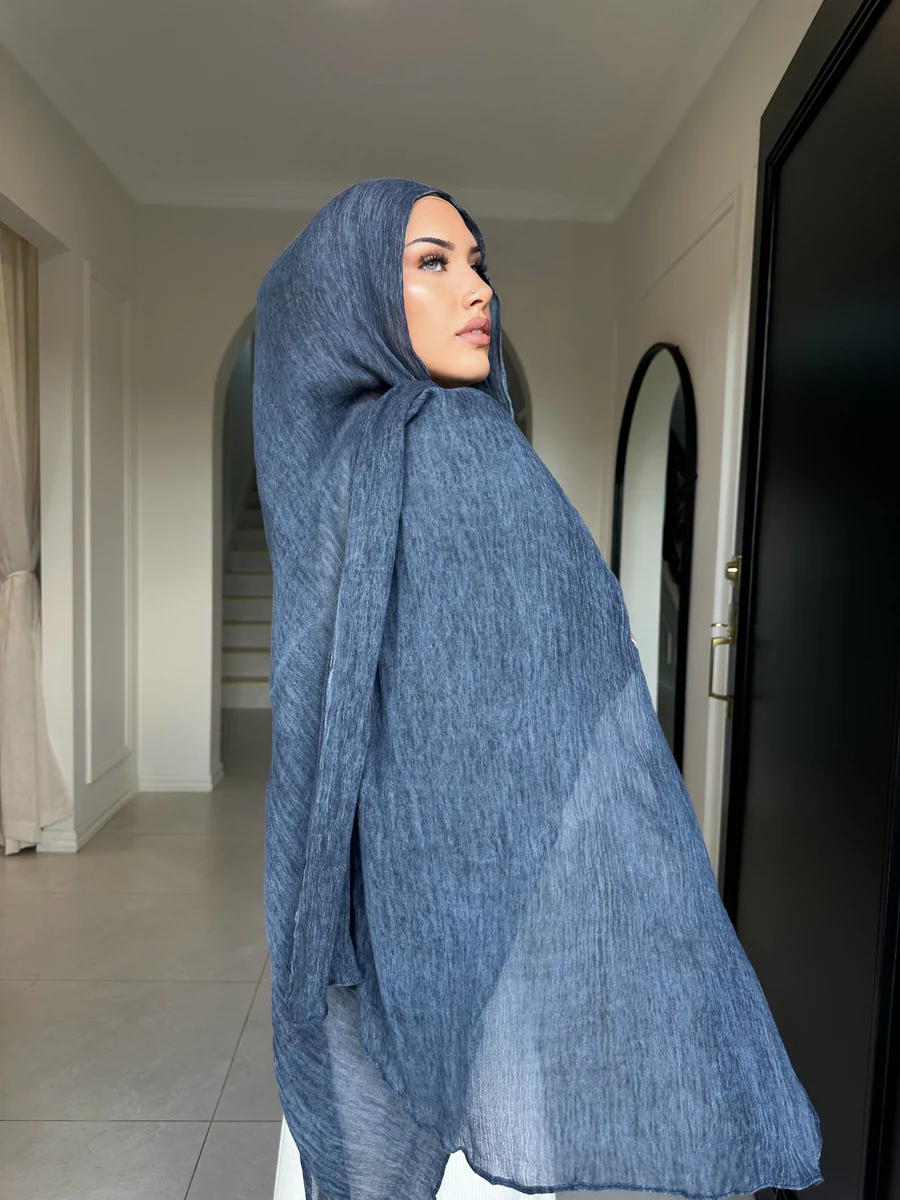 2025 New Design Antique Color Fashion Rayon Textured Hijab Crinkle Pattern Muslim Women's Hijab Dyed Wrinkled Long Scarf QK351