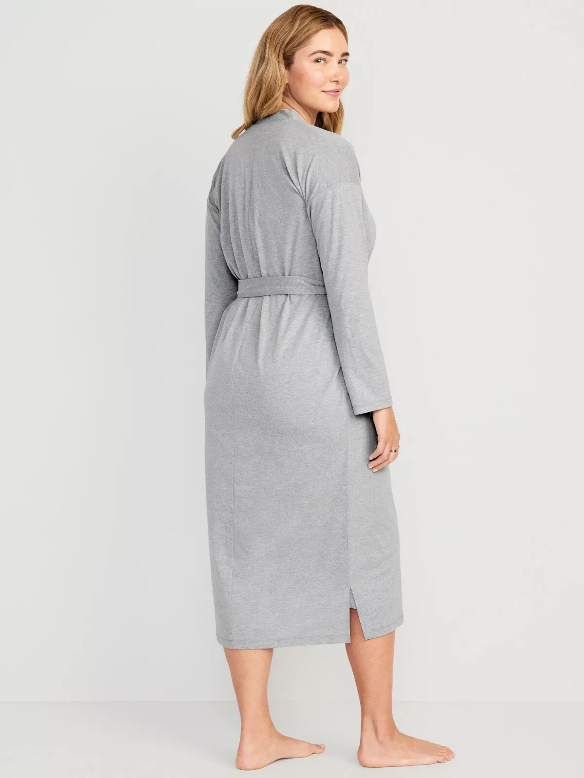 Maternity Women's Eco-Friendly Breathable Jersey Knitted Robe Easy Breastfeeding Design 2-Piece Sleep Set for Pregnant Ladies